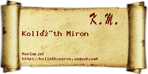 Kolláth Miron névjegykártya